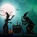 Halloween Witch Yard Decorations Witch Silhouette Yard Stakes with Cauldron,Set of 3 Metal Halloween Yard Stakes for Spooky Decorations Garden Lawn