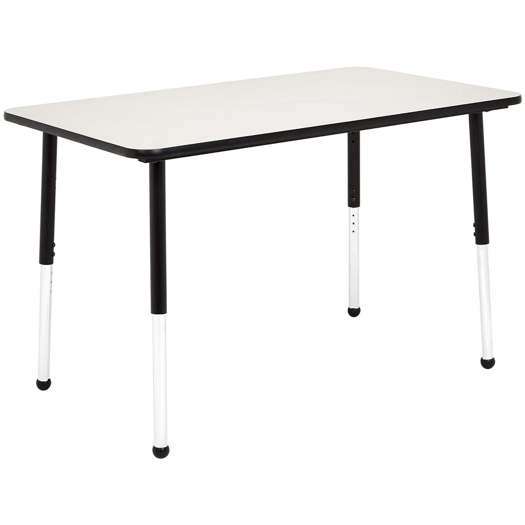 Amazon Basics Adjustable Rectangular Classroom Activity Table, Writing Desk, Adjustable Height 19-30 Inch, Grey Top/Black Edge, 47" W x 29" L x 30" H