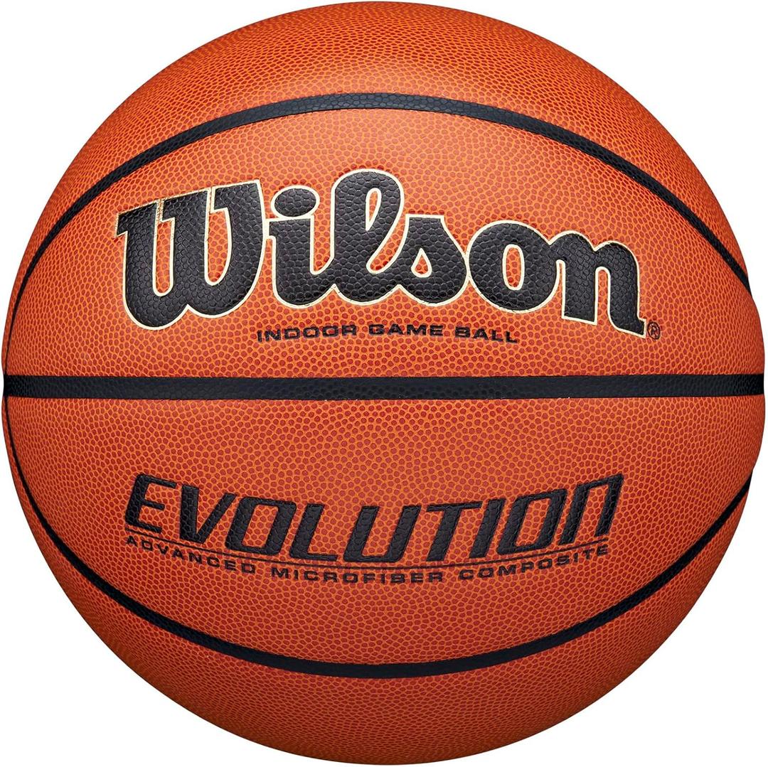WILSON Evolution Indoor Game Basketballs - Size 5, Size 6 and Size 7 (Size 6 - 28.5", Brown - Game Ball)