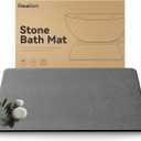Stone Bath Mat, Dries Quickly, Non-Slip Diatomaceous Earth Bath Mats for Bathroom, Super Absorbent Stone Shower Mat, Easy to Clean, 23.5" x 15.5" Dark Gray