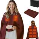 Heated Blanket Battery Operated Cordless Portable Heated Shawl,61" x 31" Electric Throw Blanket with 3 Fast Heating Levels,with Rechargeable Power Bank, Winter Gift for Women 