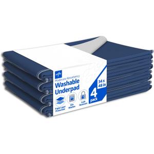 Medline Sofnit 300, Pack of 4 Large Washable Blue Underpads, 34x 48 for use as reusable pet pads, reusable bed pads, great for dogs, cats and bunnies