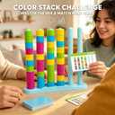 Giant Color Matching Challenge Game Fast Pattern Ring Stacking Puzzle with 50 Cards, Hand-Eye Coordination Training for Summer Parties & Family Game Night for 2-4 Players