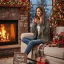 Women Oversized Hoodie Cardigan Jacket Casual Open Front Raglan Sleeve Sweatshirt 2026 Outfits with Pockets (M)