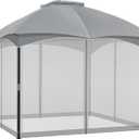 COWVIE Gazebo Replacement Netting Screen, 10' x 10' Universal Gazebo 4-Panel Mosquito Sidewalls with Double Zippers for Outdoor Patio (Only Netting) (Light Gray)