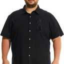 HOdo Big and Tall Mens Cotton Button Down Shirt Black 4XL