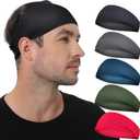Sports Headbands for Men and Women,4 or 5Pack,Mens sweatbands for Moisture Wicking,Suitable for Fitness,Running,Cycling (One Size, (5pack):Black,Dark gray,Dark blue,Green,Red)