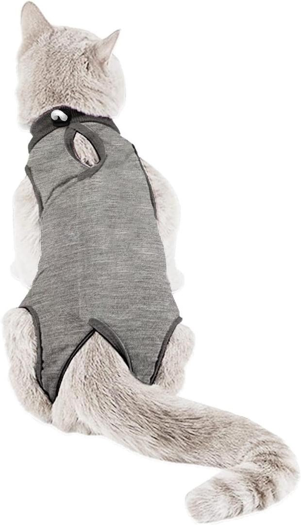 Kitten Onesies,Cat Recovery Suit for Abdominal Wounds or Skin Diseases,After Surgery Wear Anti Licking Wounds,Breathable E-Collar Alternative for Cat Grey M