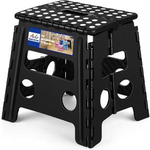 ACKO Folding Step Stool 13 Inch, Sturdy Collapsible Step Stool Foldable Up to 300 lbs for Adults, Non Slip Lightweight Foot Stools with Handle, Ideal for Kitchen, Bathroom, Bedroom, Garden