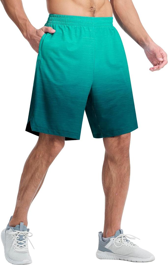 EZRUN Men's 9" Quick Dry Basketball Workout Shorts with Zip Pockets