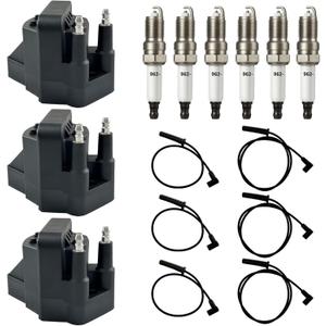 Set of DR39 Ignition Coil with Iridium Spark Plug and Wire set, Compatible with Buick Allure Lesabre LaCrosse Chevrolet Monte Carlo Lumina Oldsmobile Intrigue Pontiac Replace for D555 GN0123