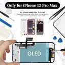 OLED Screen for iPhone 12 Pro Max Screen Replacement 6.7 inch [OLED, NOT LCD], 3D Touch Display Full HD Digitizer Frame Retain Face ID Full Assembly A2411 A2342 A2410 A2412 with Repair Tools Kit