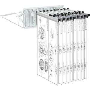 VEVOR Wall Mount Blueprint Storage Rack  Holds up to 1200 Blueprints, Hanging Blueprint Holder with 12 Pivot Brackets, for 24", 30", 36", or 42" Clamps(Rack Only Without Clamps)- Heavy Duty(240lbs)