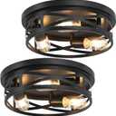13-Inch Farmhouse Ceiling Light Fixtures 2-Pack, 3-Light Black Flush Mount Ceiling Light, Kitchen Lighting Fixtures Ceiling with Adjustable Head, Ceiling Lights for Hallway Kitchen Entryway, E26 Base
