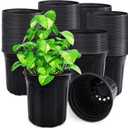 Anyumocz 90Pcs 1 Gallon Nursery Pots for Plants,Plastic Seedling Pot with Drainage Holes,Garden Flower Plant Container for Transplanting,Succulents,Cuttings(Black)
