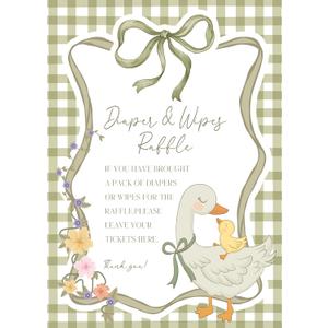 Diaper and Wipes Raffle Baby Shower Game, Silly Goose Diaper Raffle Sign and 50 Cards, Mother Goose and Gosling Bow Gender Reveal Games For Guests, Baby Announcements Ideas Decoration Supplies, 17