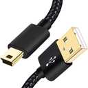 SCOVEE Mini USB Cable Braided 10ft Type A Male to Mini B Cord Data Charging Cord for GoPro Hero 3+,PS3 Controller Cord,MP3 Player,Dash Cam for Garmin Nuvi,Camera Charger for Canon PowerShot Rebel ELPH
