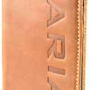 ARIAT Men's Rodeo Style Wallet, Genuine Leather with Debossed Logo, Multiple Card Slots, ID Window, Medium Brown