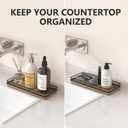 Bathroom Tray for Counter Top Organizer Acacia Wood Vanity Tray with Metal Frame for Dresser, Kitchen, Nightstand Black & Acacia Decorative Storage
