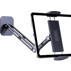 Extended Version Tablet Wall Mount Holder, 15" Aluminium Wall Mount for IPad with 360 Adjustable Rotating Base for iPad Pro Air Mini, Galaxy Tab, All 4.7-13" Phones and Tablets (Long Style) (Extra-Long dual arm)