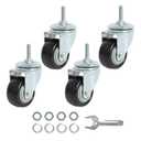 Finnhomy Stem Caster Wheels 2 Inch Heavy Duty Threaded Swivel Casters 1/4" - 20 x 1 Set of 4 for Wire Shelve Wheels P Anti-wear Smooth Casters, Black