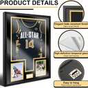 Juexica Jersey Frame Display Case Jersey Shadow Box 32 x 24 Inch with Photo and Signature Display with Tempered Glass Cover for Football Baseball Basketball Hockey, Mens Sport Fans Gift(Black Gold)