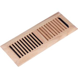 Hardwood Red Oak Floor Register, Drop in Vent Cover, 4x14 Inch with Damper, Unfinished