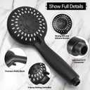 Shower Head with Handheld, Briout 5-Settings Showerhead High Pressure Powerful Water Spray Shower Head with Stainless Steel Hose and Adjustable Mount, Matte Black