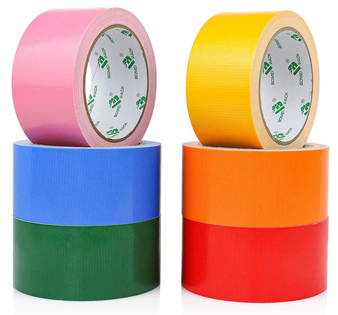 Colored Duct Tapes, 6 Rainbow Colors 2 Inch x 15 Yards x 9 Mil, Heavy Duty Waterproof Tape in Red, Pink, Yellow, Orange, Green, Blue