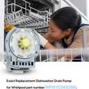 W10348269 for Whirlpool Kenmore Dishwasher Drain Pump W10348269, AP6020066, PS11753379, W10084573, 661662, 8558995, 8565839, W10158351, WPW10348269VP