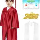 Shiny Kids Graduation Cap and Gown Set with 2026 Tassel Plus White Stole Certificate for Kindergarten Preschool 27