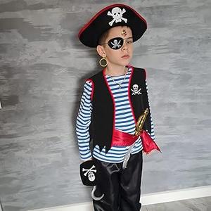 BanKids Pirate Costume Kids Pirate Role Play Dress Up Boys Halloween Costume Cosplay Birthday Party, 4-6 Y