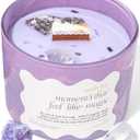 Purple Crystal Candle for Women - 12oz Large Wood Wick Candle with Natural Soy Wax. Luxurious Slow Burn for Meditation with Crystals and Healing Stones. Gift for Birthday, Christmas, Valentines Day