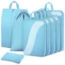 8 Set Compression Packing Cubes Travel, Expandable Travel Cubes for Carry on Luggage, Suitcase Organizer Compression Bags for Travel Essentials, Light Blue