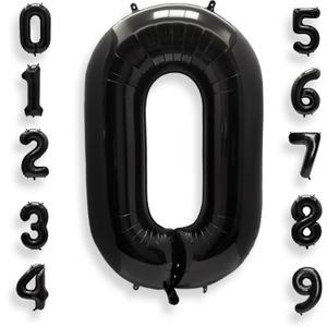 AULE 40 Inch Big Black 0 Balloon Number Large Foil Helium Number Balloons 0-9 Jumbo Giant Happy 0th Birthday Party Decorations for Boy or Girl Huge Mylar Anniversary Party Supplies