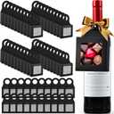 Mototo 30 PCS Kraft Paper Wine Bottle Boxes with Transparent Window Hanger Foldable Wine Bottle Empty Gift Boxes with Hanger for Valentines Christmas Candy Truffles Chocolate Cookies Packing, Black