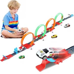 360-degree Thrilling Loop Track Includes Four Loops and three1:64 Scale Toy Cars for Easy Storage. It's Perfect for Boys Aged 3-7 and Makes a Great Gift for Birthdays, Halloween, and Christmas