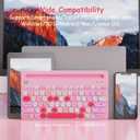 HUO JI Wireless Keyboard Multi-Device, Bluetooth and 2.4G Dual Mode for iPad, Switch to 3 Devices for Tablet, iPhone, PC, Smart TV, Cellphone, iOS Android Windows, Pink