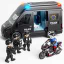 Doloowee Police Car Toy Truck for Kids 3-8, Large Toy Cars with Lights & Sounds, Emergency Vehicle Toddler Toys, Law Enforcement Role Playset, Play & Learn Toddler Toys Ages 3 4 5 6 7 8 9 10 11 12