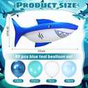 Soulchen 63 Pcs Sharks Party Decorations Including 1 Inflatable Shark Balloons 2 Natural Decorative Fish Net 60 Balloons for Under The Sea Ocean Theme Birthday Party Supplies