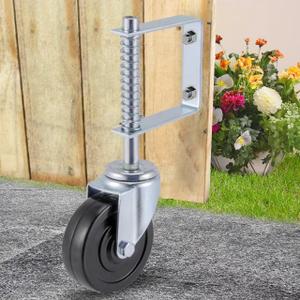 Gate Caster 4and 5", Heavy Duty Gate Caster Wheel with Spring Loaded,Universal Mount Pate, 250-500 lbs Load Capacity, 4 and 5 Inches Rubber Wheel(Two PCS OR ONE PCS) (4 inch Without Brake, 1 pcs)
