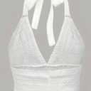 GORGLITTER Women's Crochet Bow Halter Top Cute Backless Summer Ribbed Knit Going Out Country Concert Crop Tops 2025 (M)