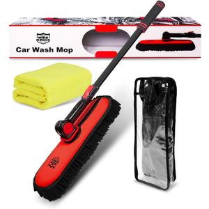 Boat Brush,Chenille Microfiber Car Brushes for Washing Exterior with Long Handle,Car Wash Accessories for Rv Truck Boat,1 PC Microfiber Towel 16"*16"|Red