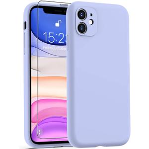 DEENAKIN Compatible with iPhone 11 Case with Screen Protector - Silky Silicone - Enhanced Camera Cover - 16ft Drop Tested - Slim Fit Protective Phone Case for Women Girls 6.1" - Lavender Purple (Lavender Purple)