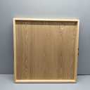 SwallowLiving 24 x 24 Inches Extra Large Square Wood Ottoman Tray with Leather Handles, Wooden Natural