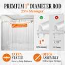 STARLATTA 2 Pack Shower Curtain Rods:43-78 Inch No Drilling Tension Rods, 1" Diameter Heavy Duty Adjustable, Stainless Steel Rust-Proof Spring Anti-Slip Curtain Rod for Bathroom (White,78'')