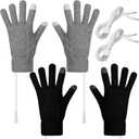 Bencailor 2 Pairs USB Winter Heated Gloves Mitten Hand Washable Knitting Touchscreen Laptop Gloves