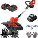 21V Cordless Tiller for Gardening, 120Mins Runtime Rototiller, 11.8" Width 6.6" Depth Garden Tiller with 2x4.0Ah Batteries, 360RPM Electric Cultivator for Lawn/Soil/Cultivation/Garden