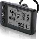 Electric Bike LCD Display Meter, 24V 36V 48V E Bike Display Meter Control Panel with Waterproof Plug Conversion Kit for Electric Scooter 22.2mm/0.9in Handlebars