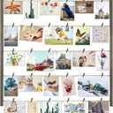 Love-KANKEI Wood Picture Photo Frame for Wall Decor 26x29 inch with 30 Clips and Adjustable Twines Collage Artworks Prints Multi Pictures Organizer and Hanging Display Frames Gift Weathered Grey 